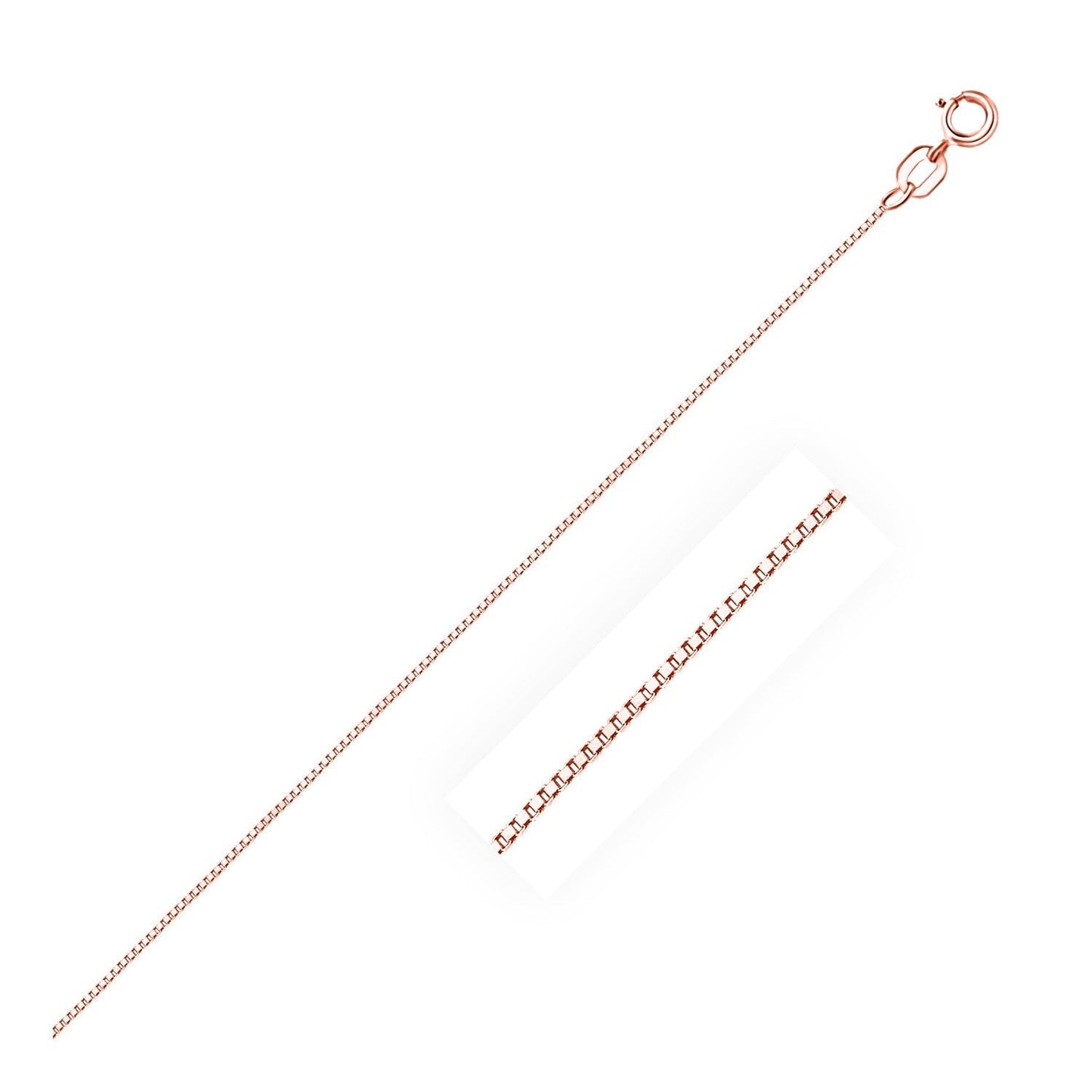14k Rose Gold Classic Box Chain 0.6mm Bids.com