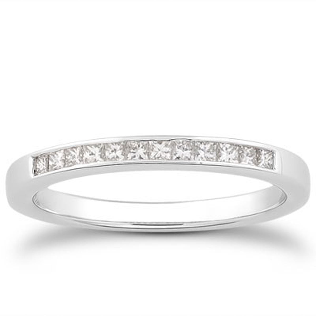 14k White Gold Channel Set Princess Diamond Wedding Ring Band Bids.com