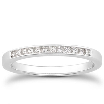 14k White Gold Channel Set Princess Diamond Wedding Ring Band Bids.com