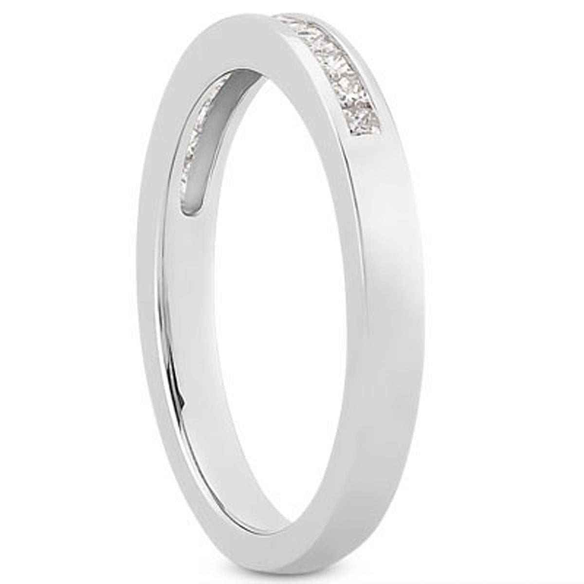 14k White Gold Channel Set Princess Diamond Wedding Ring Band Bids.com