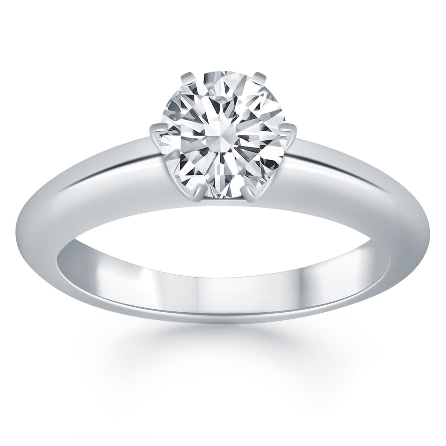 14k White Gold Solitaire Cathedral Engagement Ring Bids.com