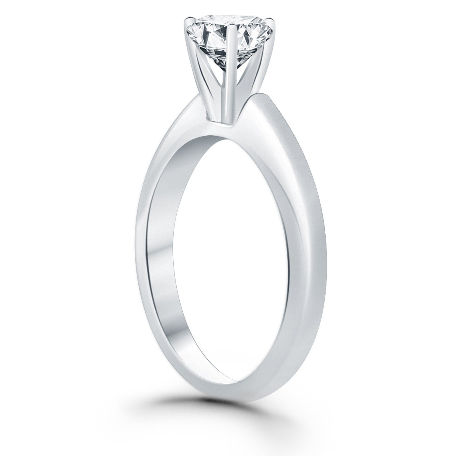 14k White Gold Solitaire Cathedral Engagement Ring Bids.com