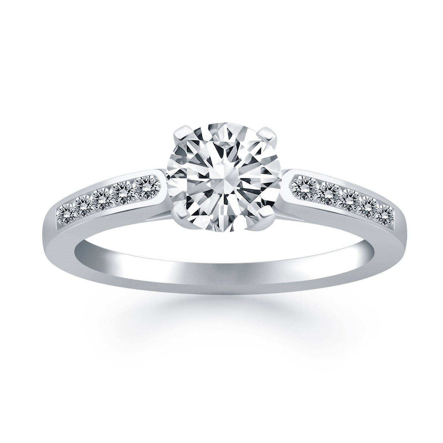 14k White Gold Diamond Channel Cathedral Engagement Ring Bids.com