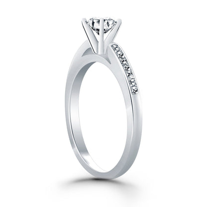 14k White Gold Diamond Channel Cathedral Engagement Ring Bids.com