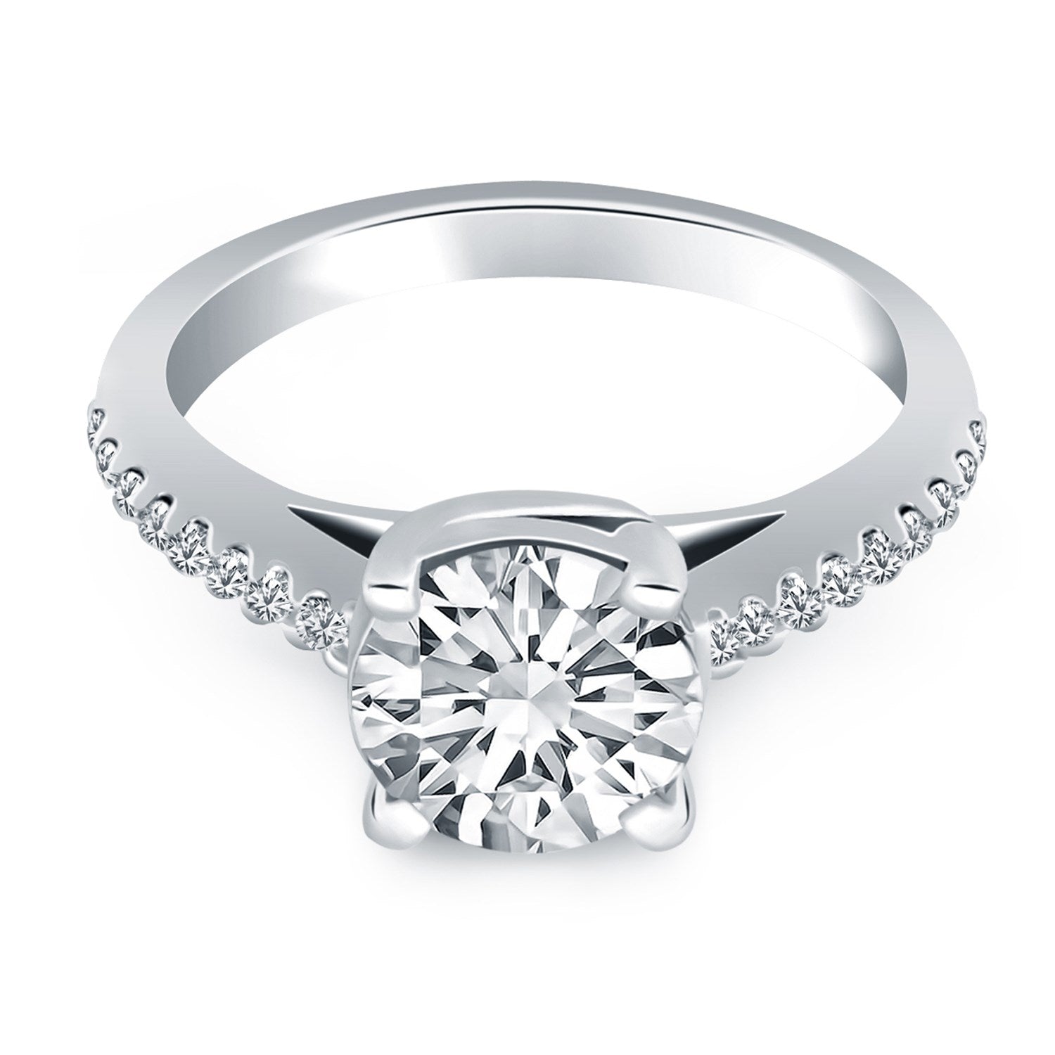 14k White Gold Trellis Diamond Engagement Ring Bids.com
