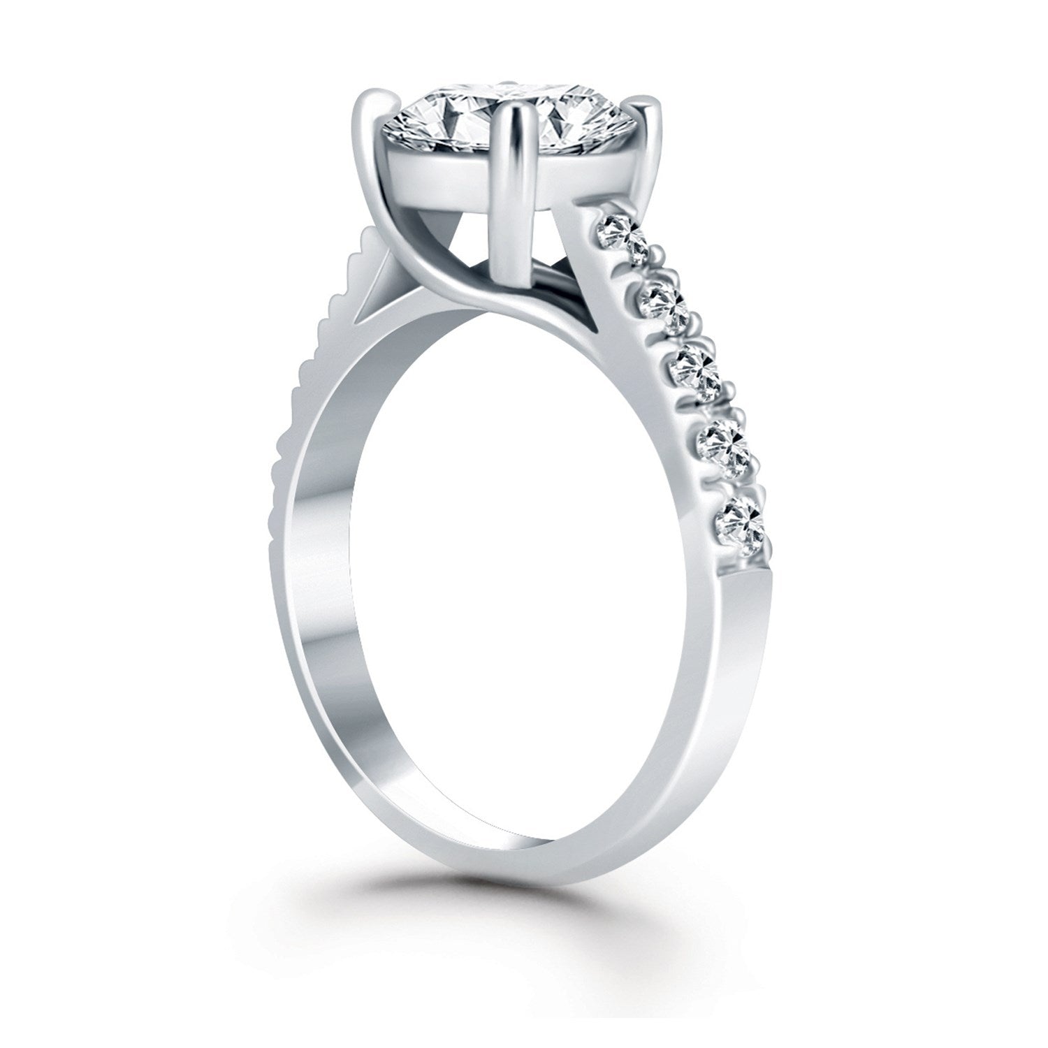 14k White Gold Trellis Diamond Engagement Ring Bids.com