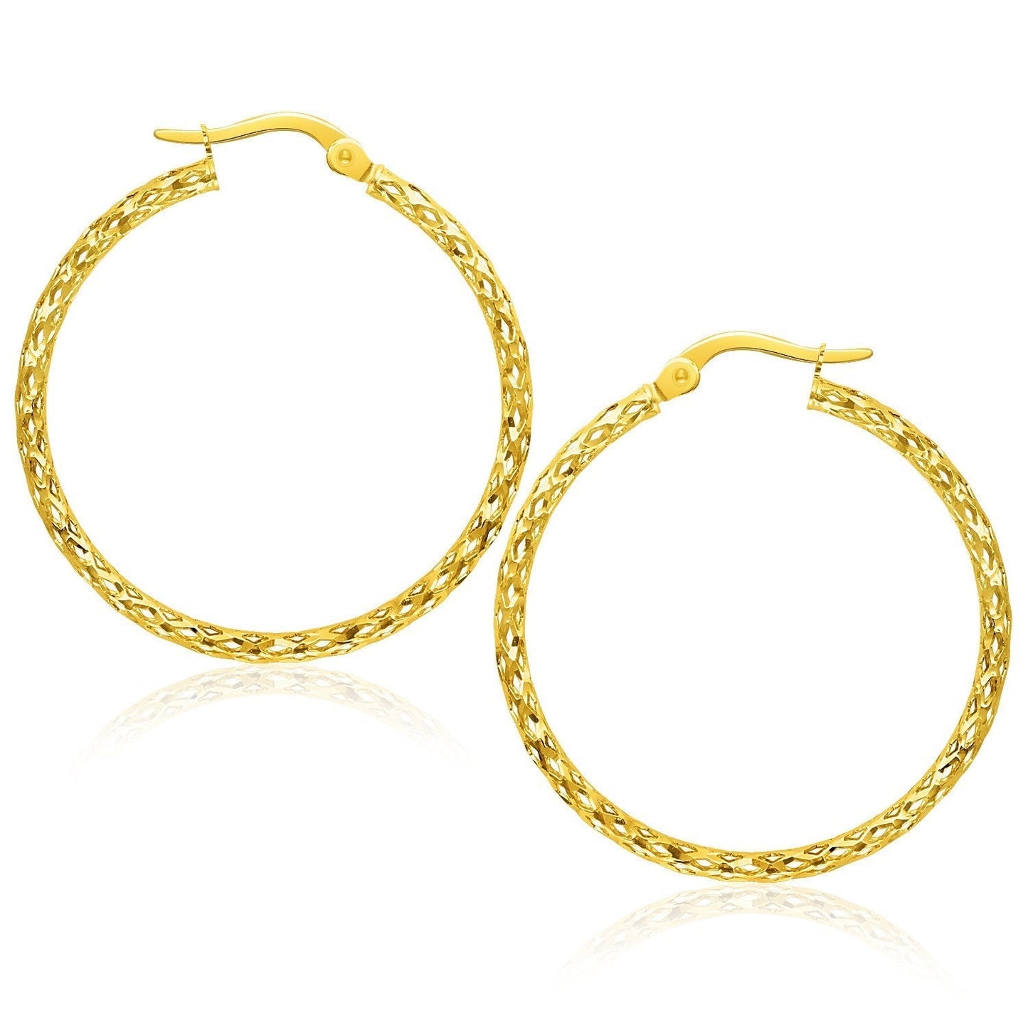 Large Textured Hoop Earrings in 10k Yellow Gold Bids.com