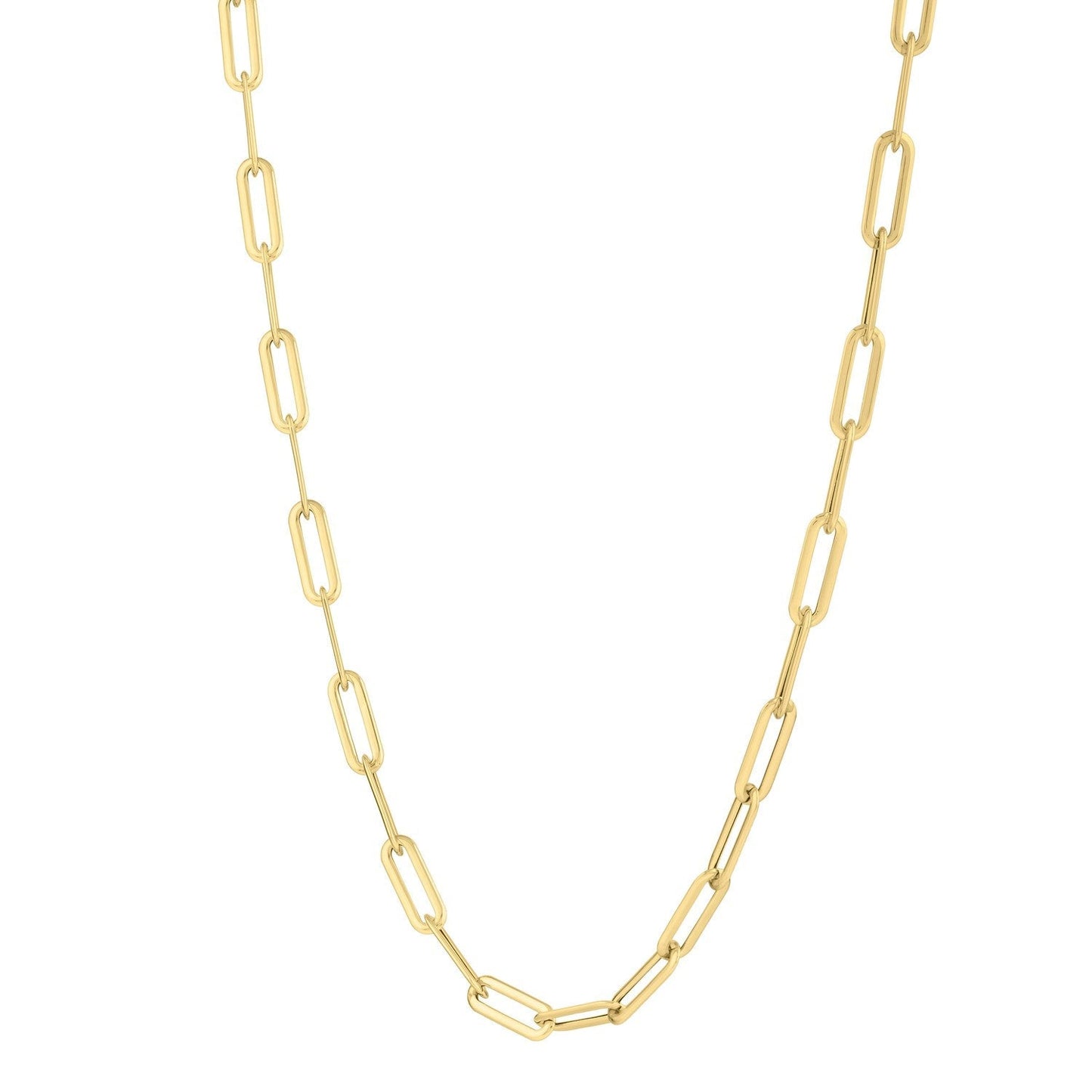 14k Yellow Gold Long Domed Paperclip Chain Necklace (4.80 mm) Bids.com