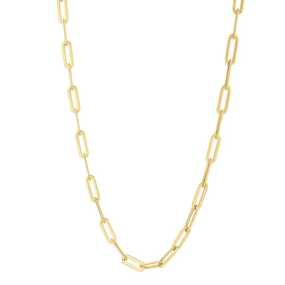 14k Yellow Gold Long Domed Paperclip Chain Necklace (4.80 mm) Bids.com