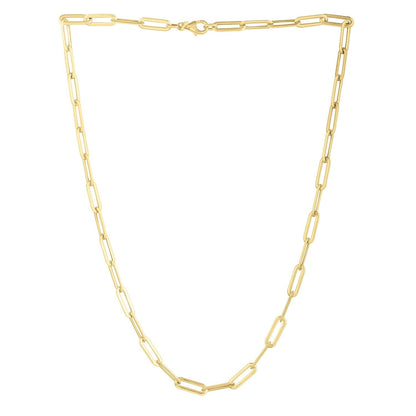 14k Yellow Gold Long Domed Paperclip Chain Necklace (4.80 mm) Bids.com