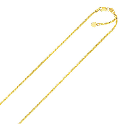 14k Yellow Gold Adjustable Sparkle Chain 1.5mm Bids.com