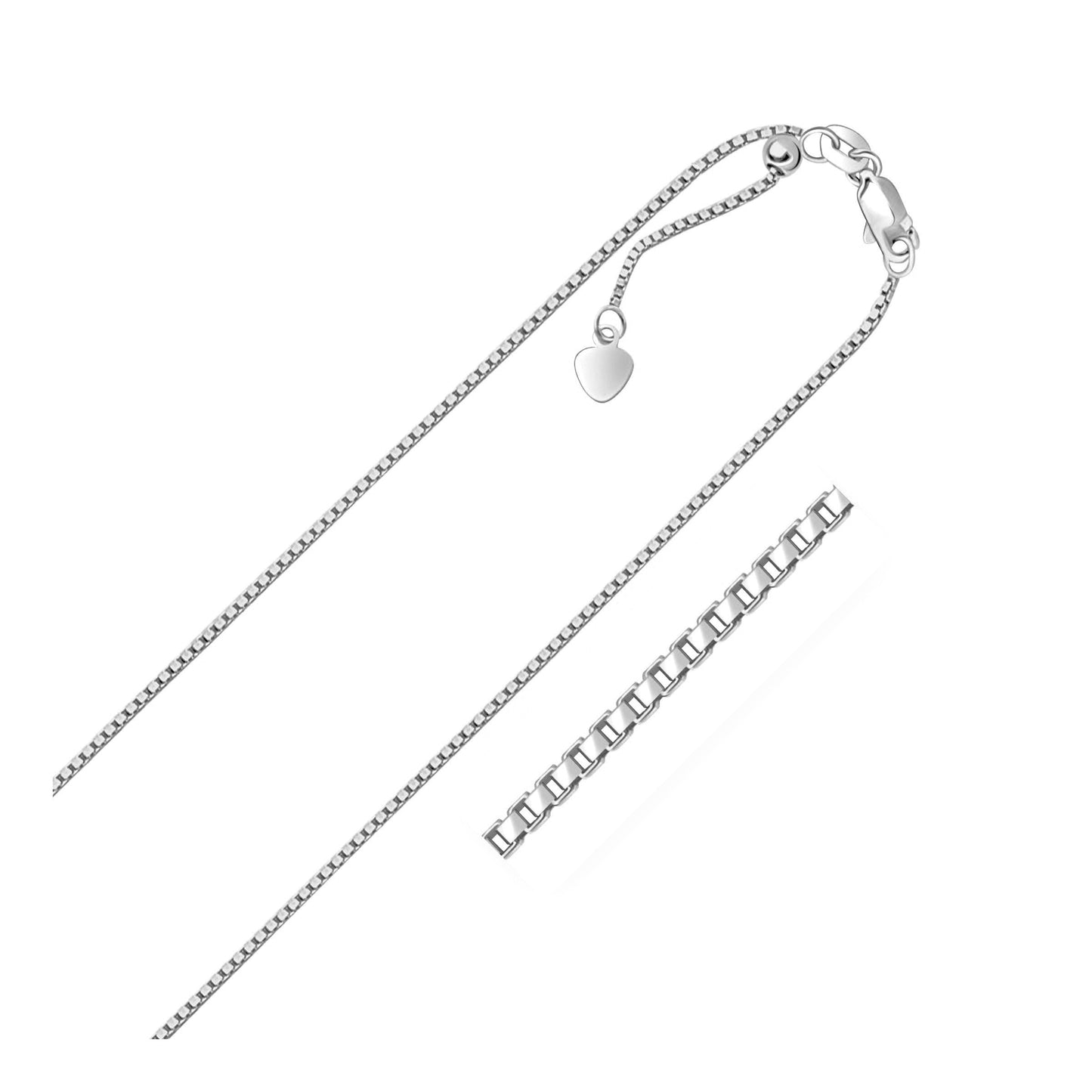 14k White Gold Adjustable Box Chain (1.10 mm) Bids.com