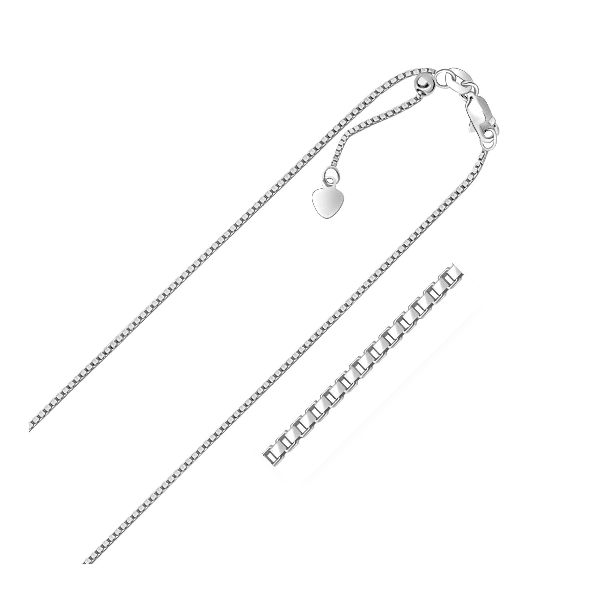 14k White Gold Adjustable Box Chain (1.10 mm) Bids.com