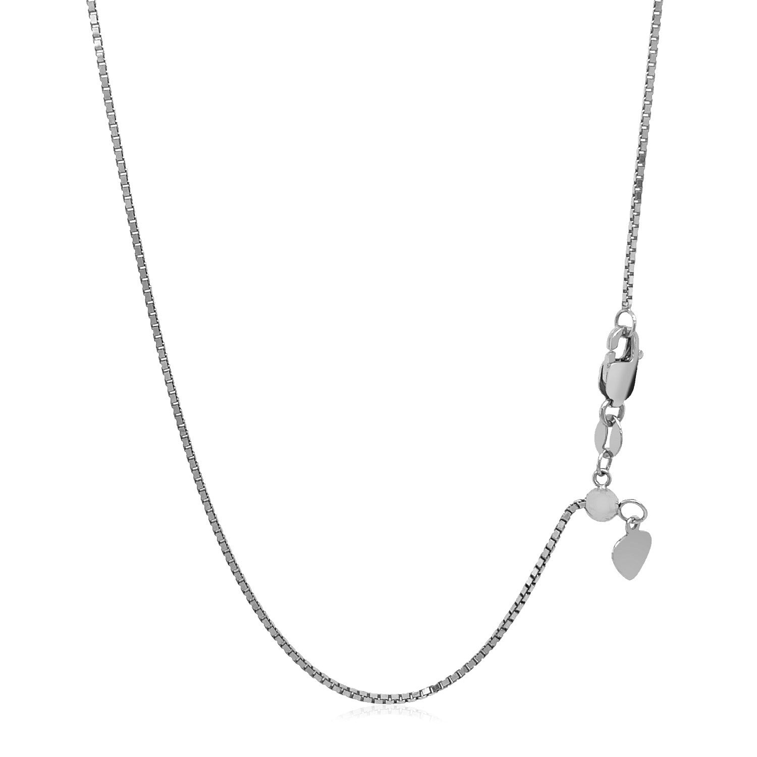 14k White Gold Adjustable Box Chain (1.10 mm) Bids.com