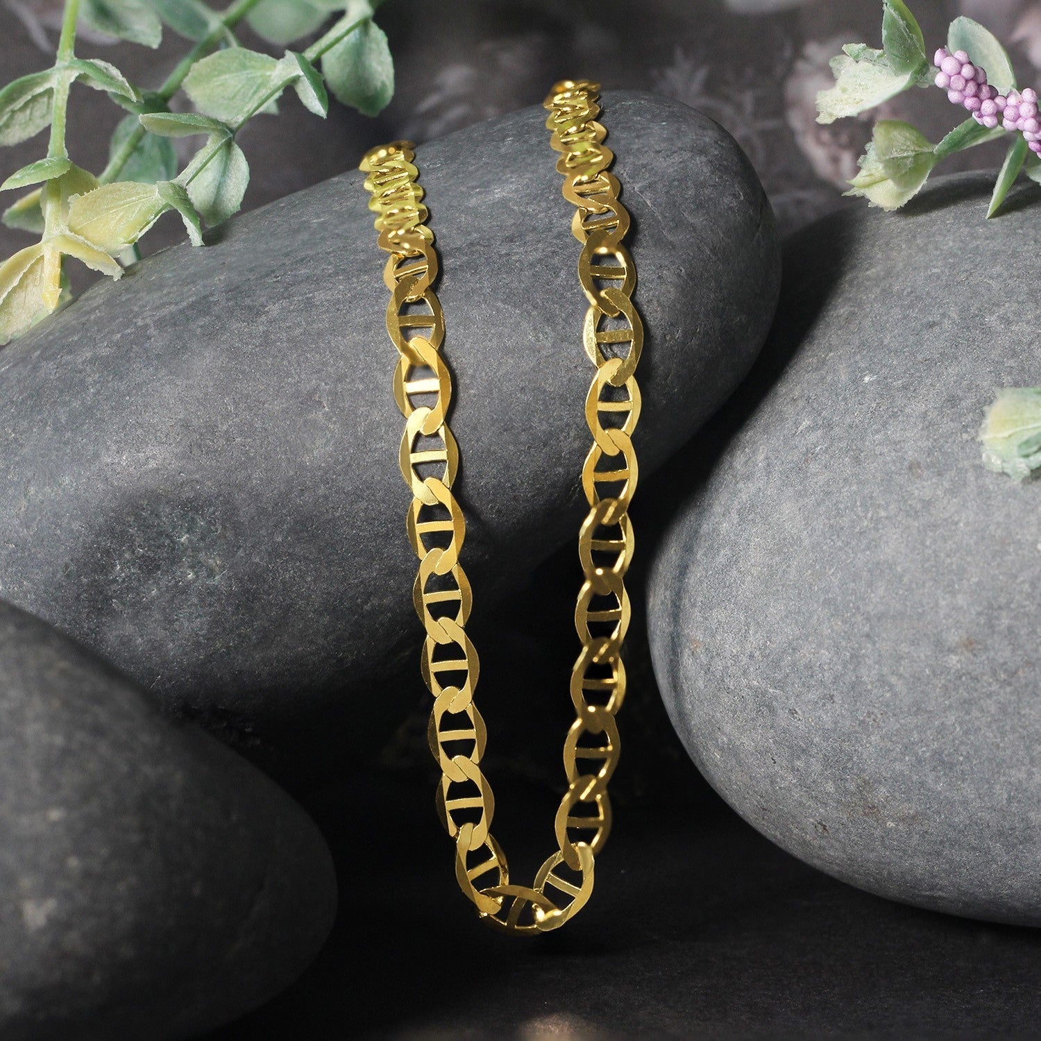 5.5mm 10k Yellow Gold Mariner Link Chain Bids.com