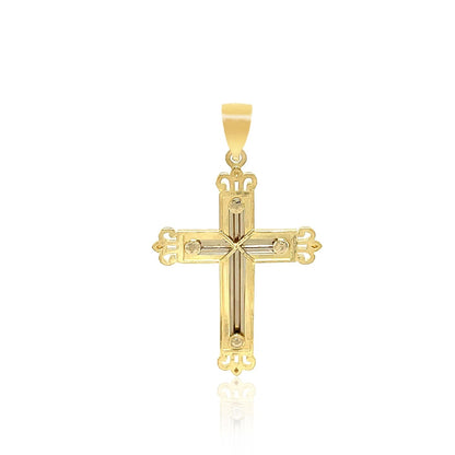 14k Two-Tone Gold Cross Pendant with an Ornate Budded Style Bids.com