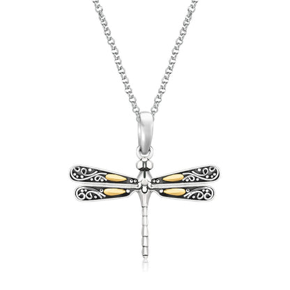 18k Yellow Gold and Sterling Silver Pendant in a Dragonfly Design Bids.com