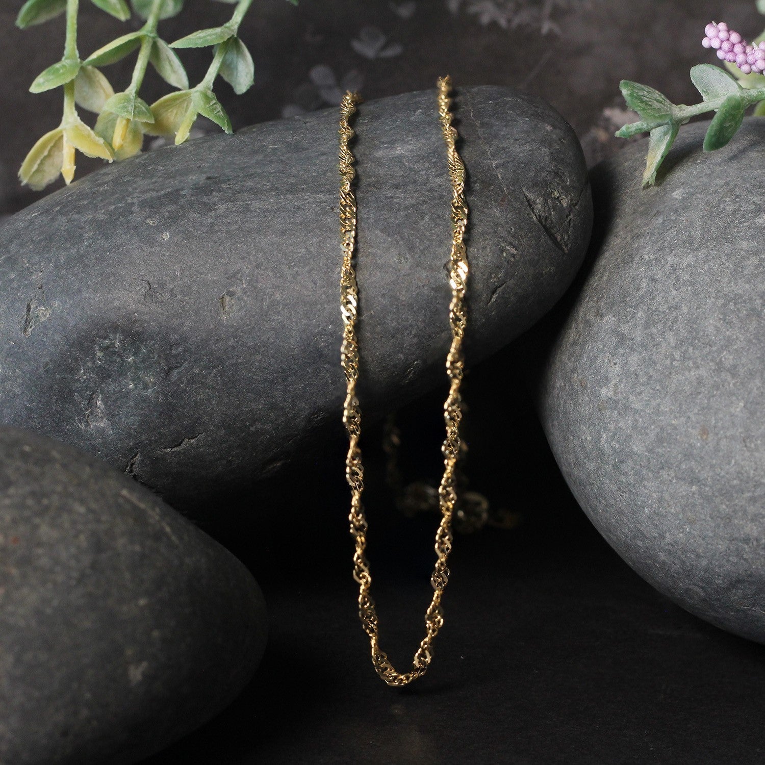 2.1mm 14k Yellow Gold Singapore Chain Bids.com