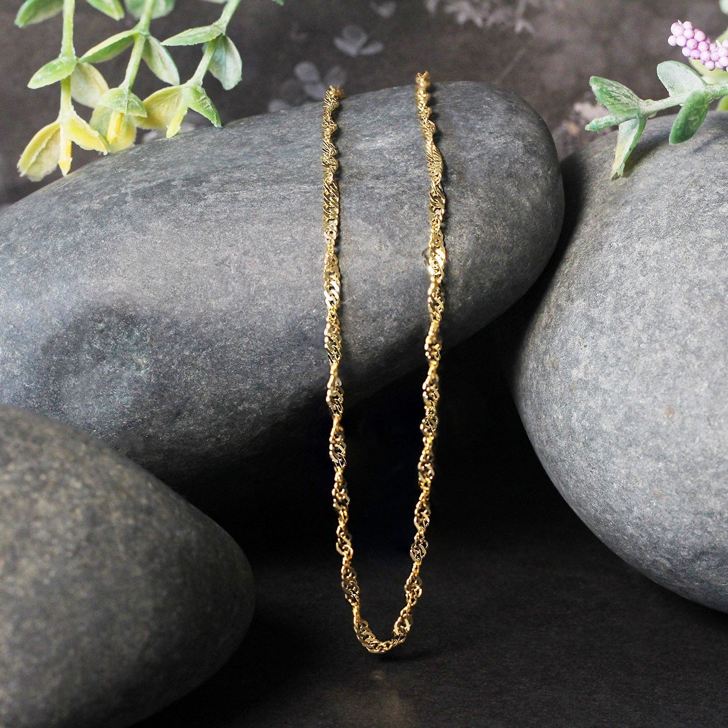 2.1mm 14k Yellow Gold Singapore Chain Bids.com