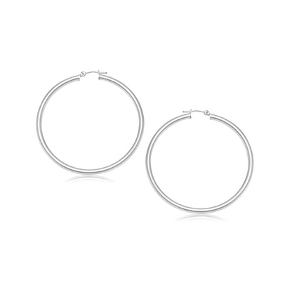 14k White Gold Polished Hoop Earrings (25 mm) Bids.com
