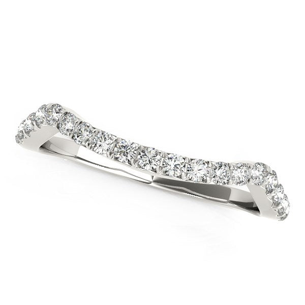 14k White Gold Modern Curvy Design Diamond Wedding Band (1/5 cttw) Bids.com