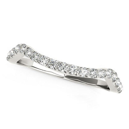 14k White Gold Modern Curvy Design Diamond Wedding Band (1/5 cttw) Bids.com
