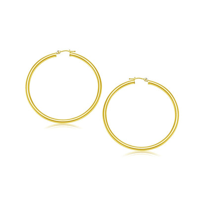 14k Yellow Gold Polished Hoop Earrings (25 mm) Bids.com