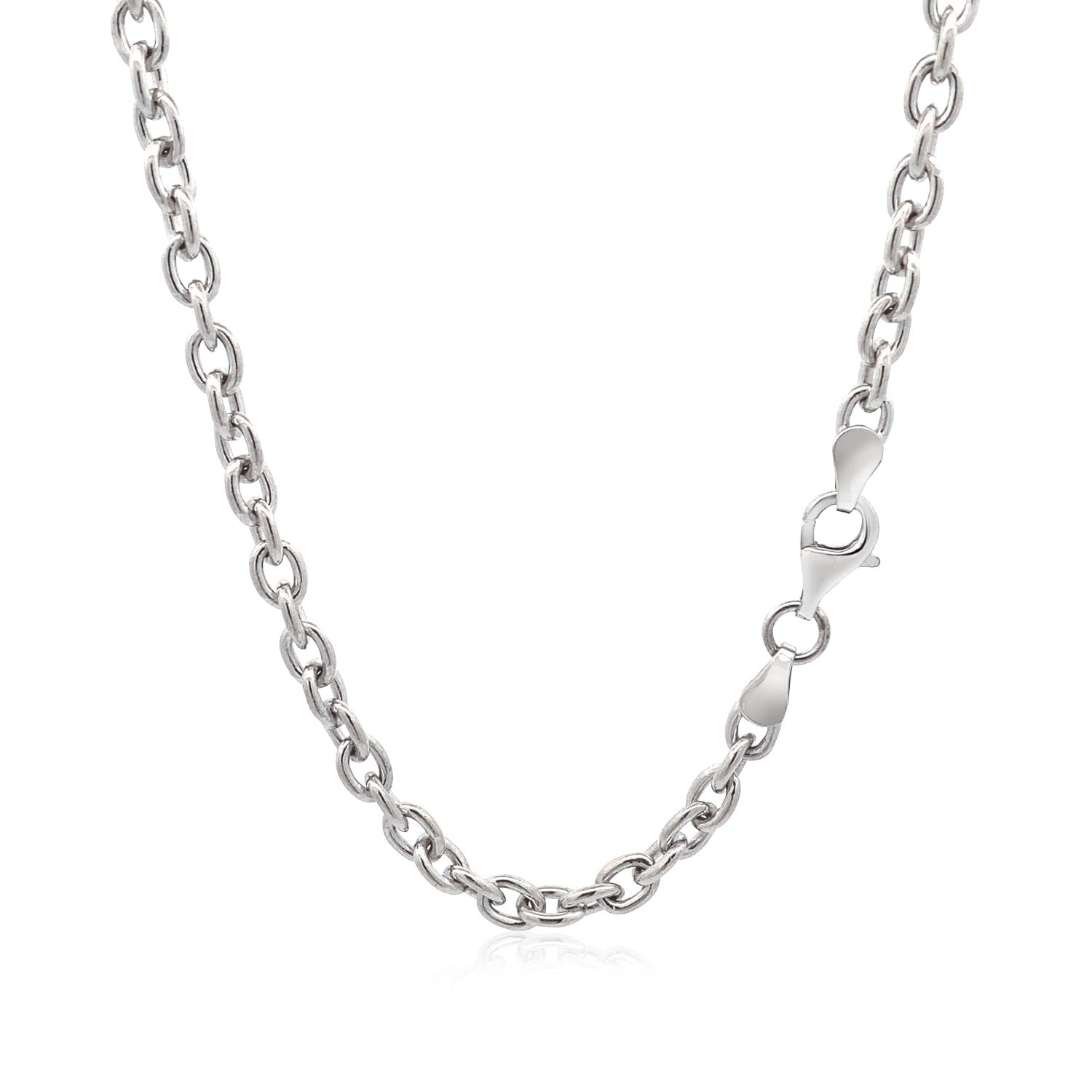 Sterling Silver Rhodium Plated Chain Bracelet with a Flat Heart Motif Station Bids.com