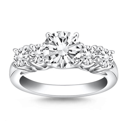 14k White Gold Five Stone Diamond Trellis Engagement Ring Bids.com