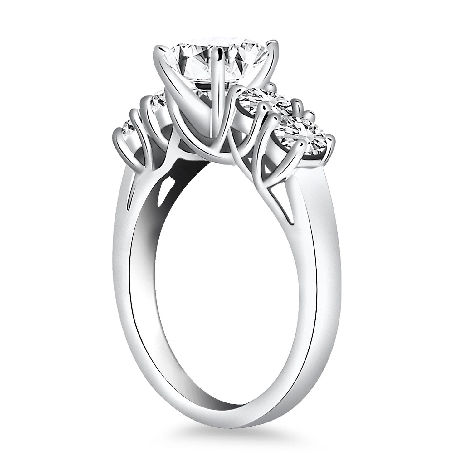 14k White Gold Five Stone Diamond Trellis Engagement Ring Bids.com