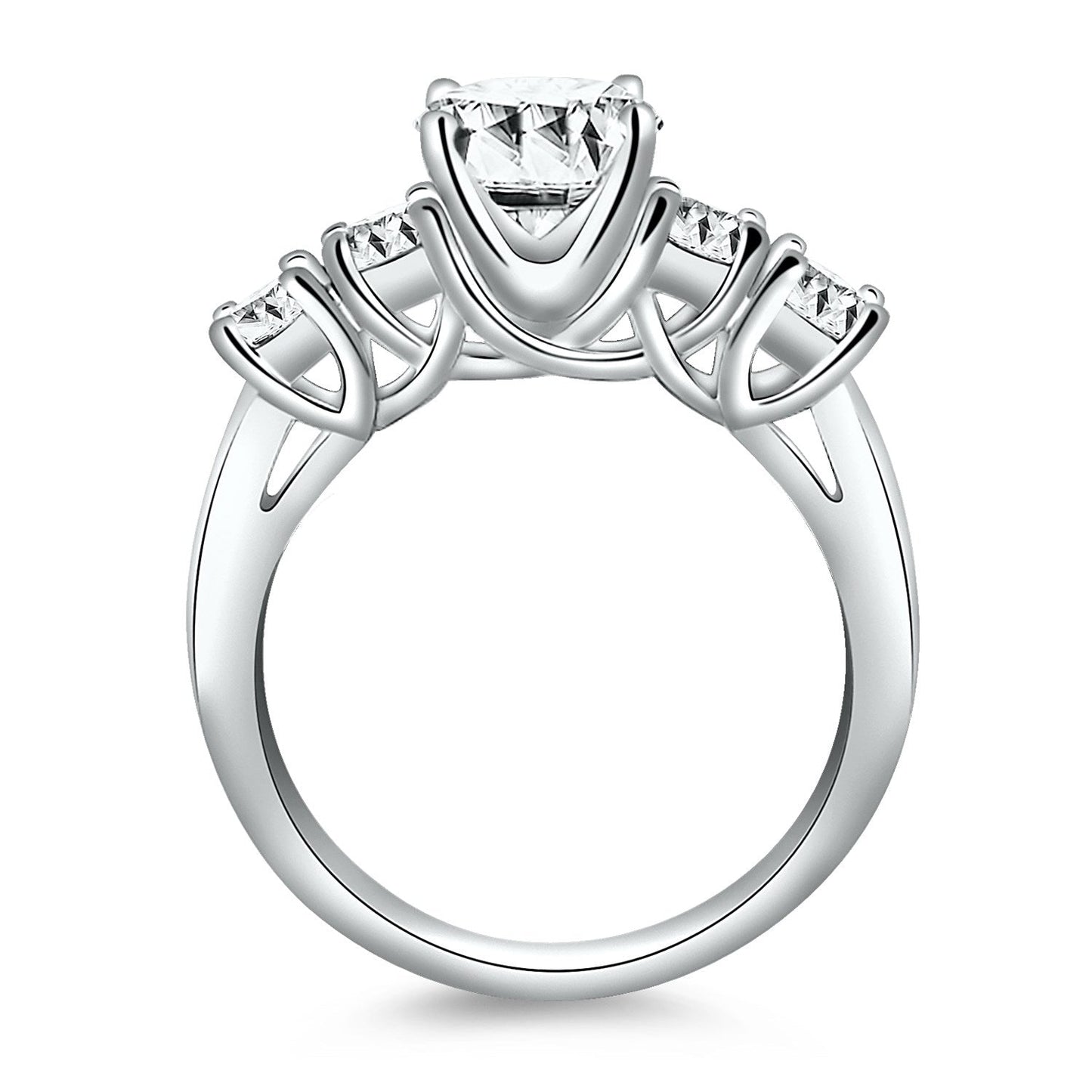 14k White Gold Five Stone Diamond Trellis Engagement Ring Bids.com