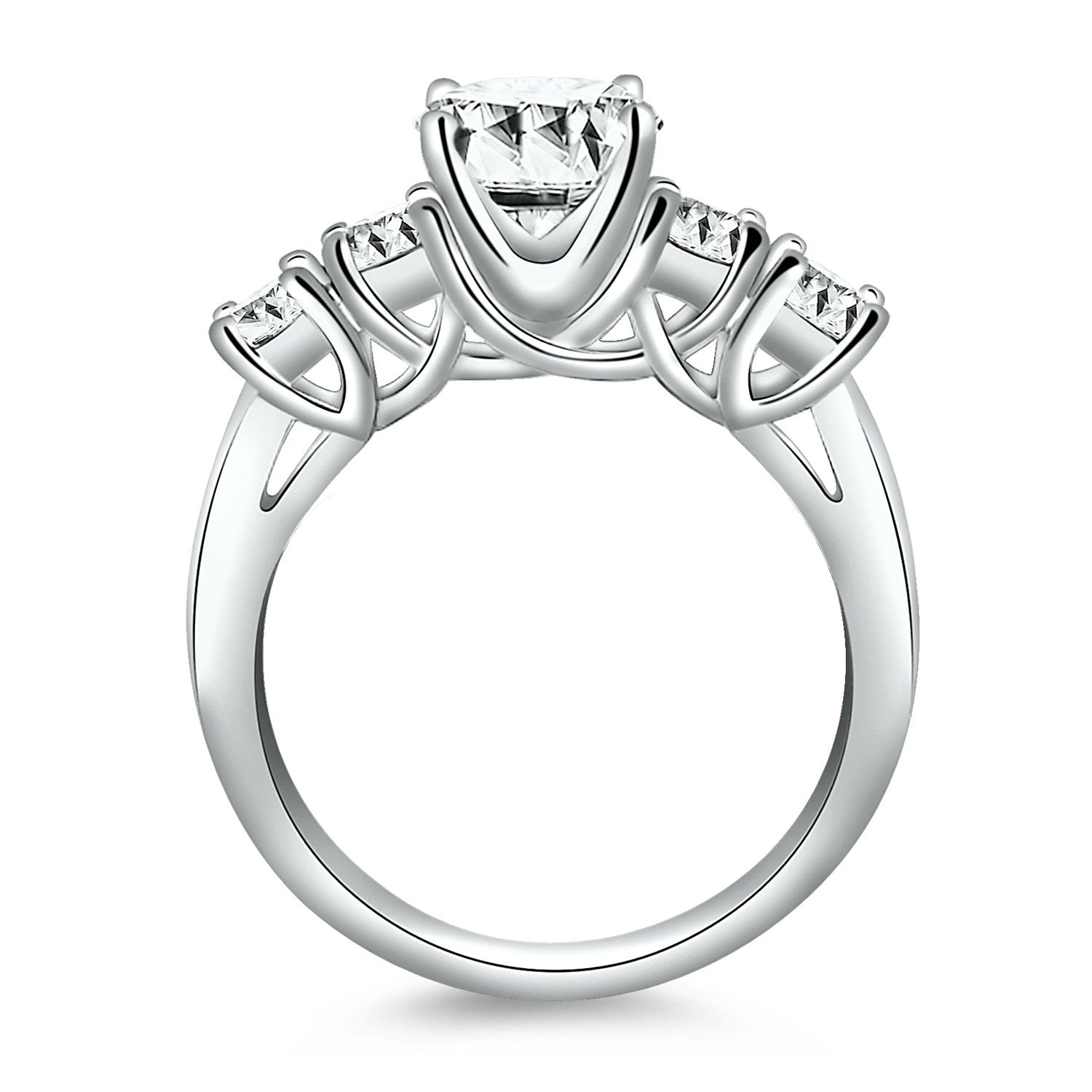 14k White Gold Five Stone Diamond Trellis Engagement Ring Bids.com