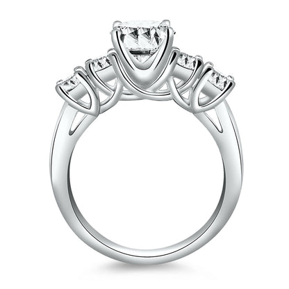 14k White Gold Five Stone Diamond Trellis Engagement Ring Bids.com