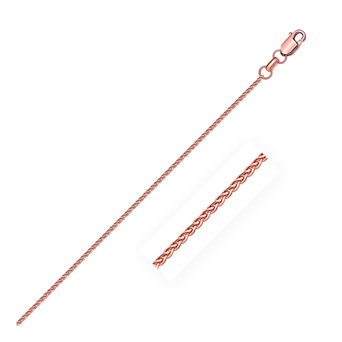 14k Rose Gold Diamond Cut Round Wheat Chain 1.1mm Bids.com