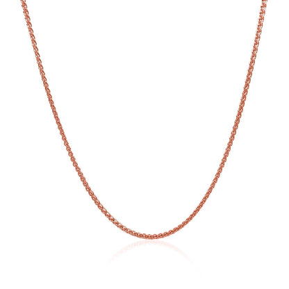 14k Rose Gold Diamond Cut Round Wheat Chain 1.1mm Bids.com