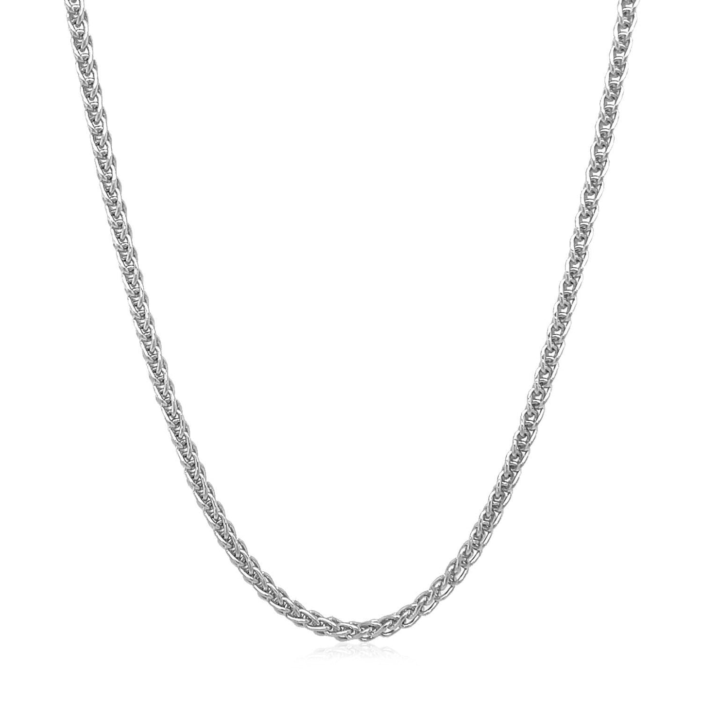 2.1mm 14k White Gold Round Wheat Chain Bids.com