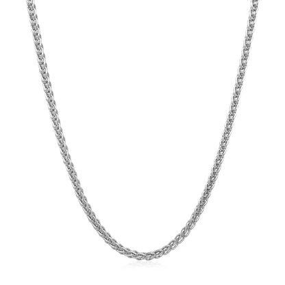 2.1mm 14k White Gold Round Wheat Chain Bids.com