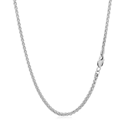 2.1mm 14k White Gold Round Wheat Chain Bids.com