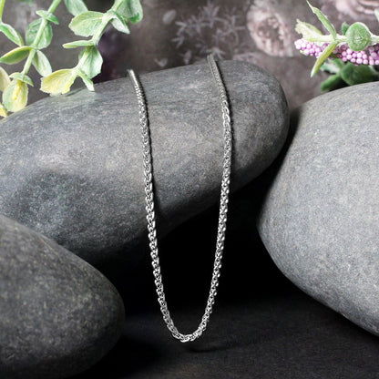 2.1mm 14k White Gold Round Wheat Chain Bids.com