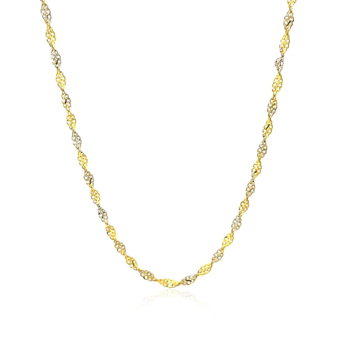 2.0mm 14k Two-Tone Gold Singapore Chain Bids.com
