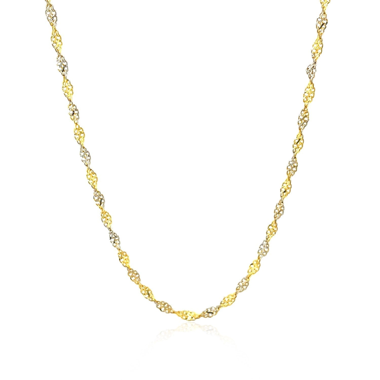 2.0mm 14k Two-Tone Gold Singapore Chain Bids.com