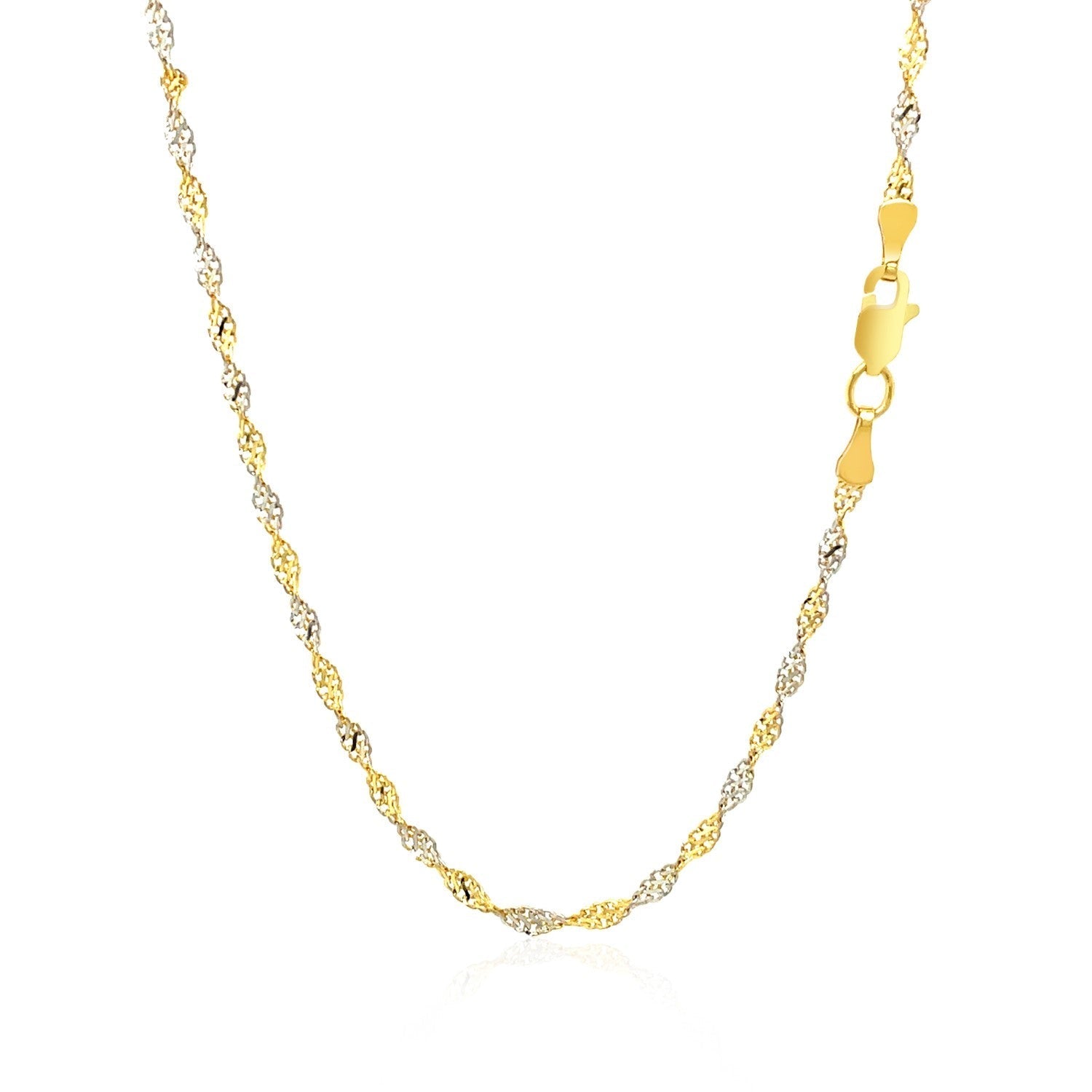2.0mm 14k Two-Tone Gold Singapore Chain Bids.com