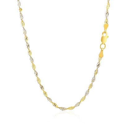 2.0mm 14k Two-Tone Gold Singapore Chain Bids.com