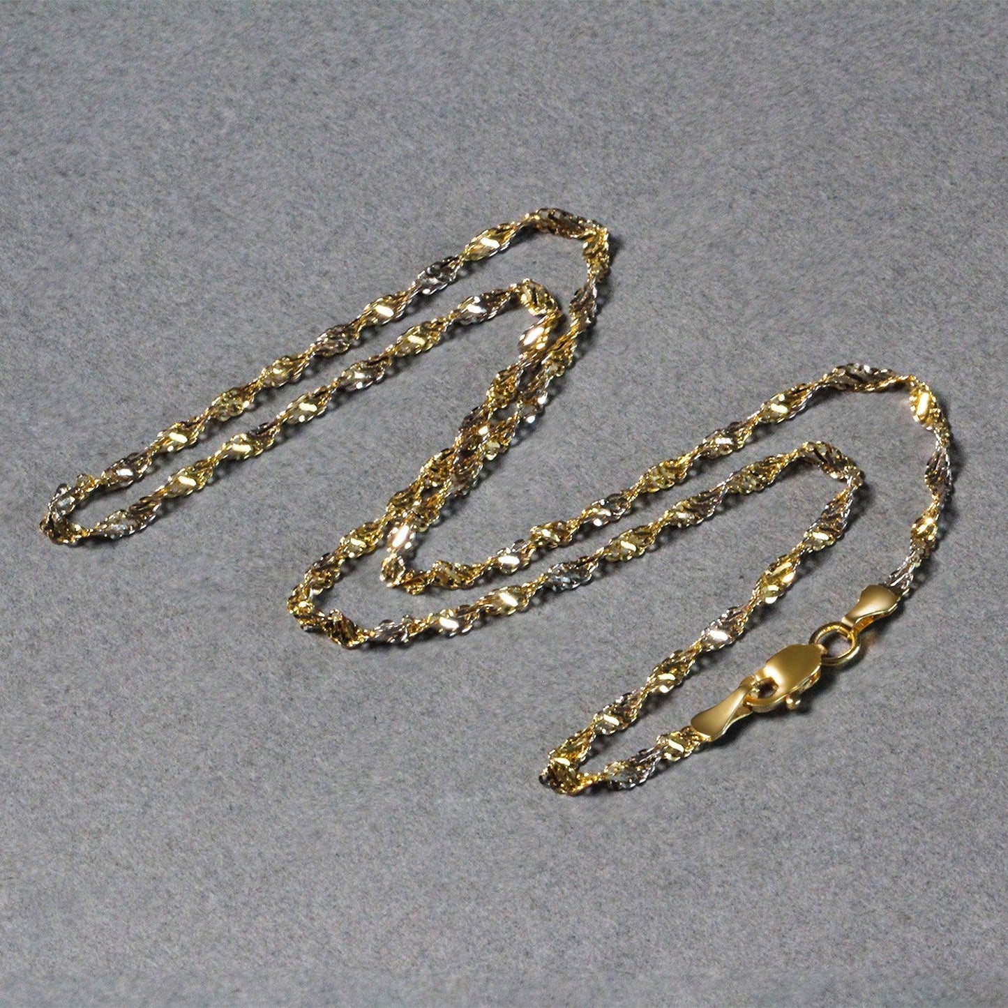 2.0mm 14k Two-Tone Gold Singapore Chain Bids.com