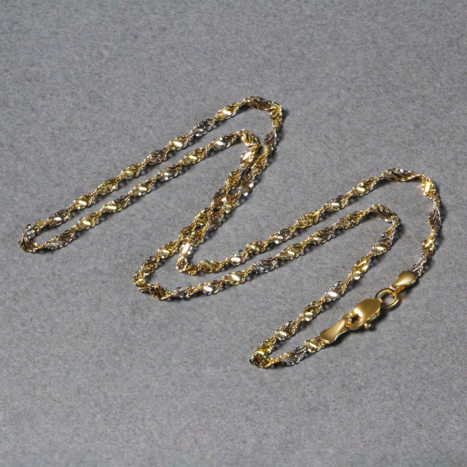 2.0mm 14k Two-Tone Gold Singapore Chain Bids.com