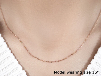 14k Rose Gold Diamond Cut Cable Link Chain 1.1mm Bids.com
