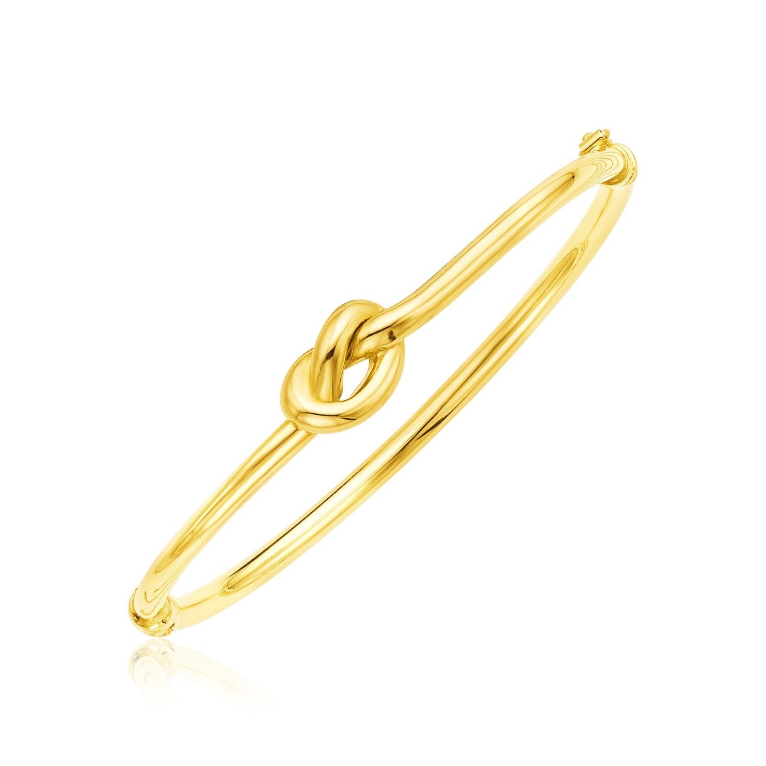 14k Yellow Gold Bangle Bracelet with Polished Knot Bids.com