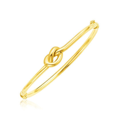 14k Yellow Gold Bangle Bracelet with Polished Knot Bids.com