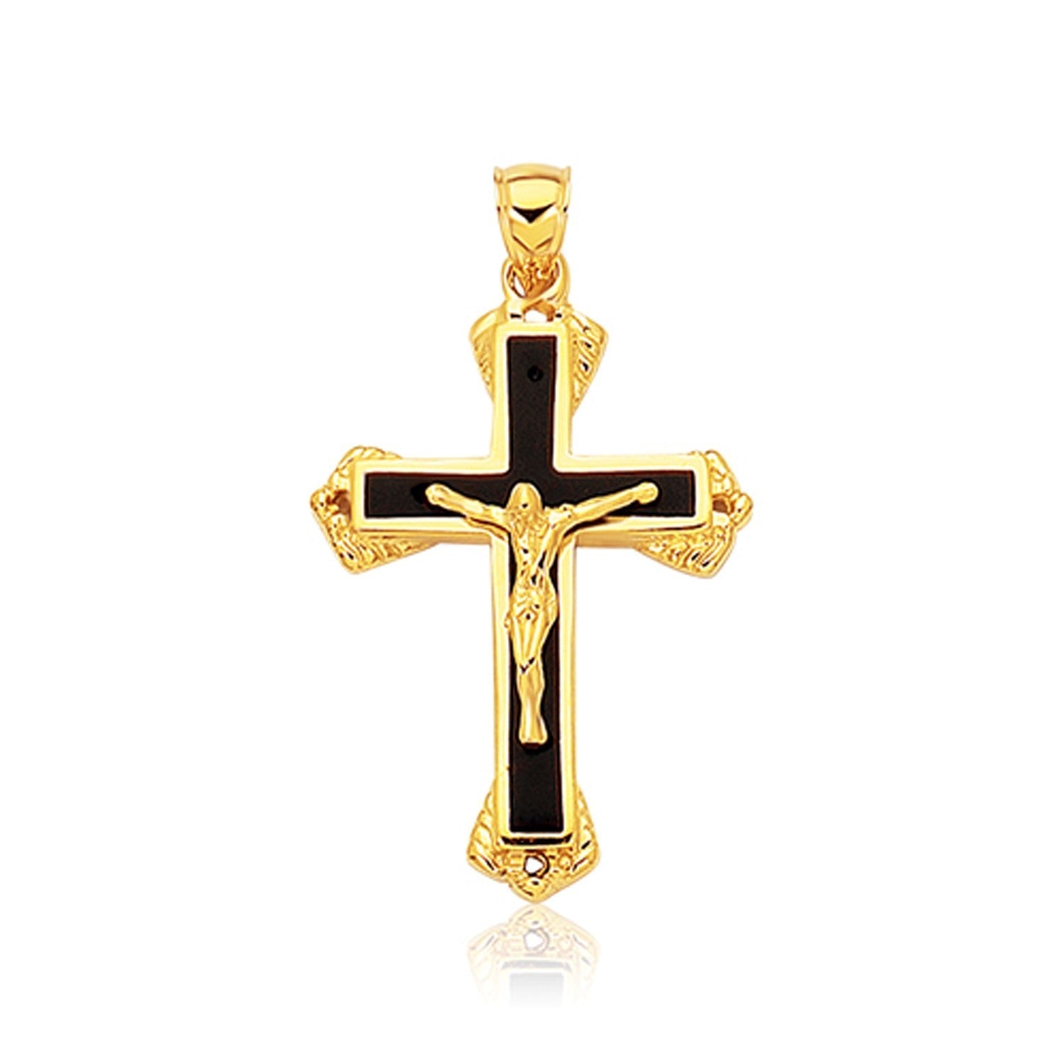 14k Yellow Gold Black Onyx Cross Pendant Bids.com
