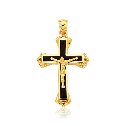 14k Yellow Gold Black Onyx Cross Pendant Bids.com